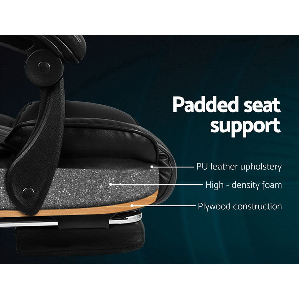 Ashford Reclining Office Chair with Footrest – Black