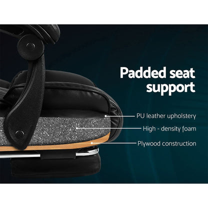 Ashford Reclining Office Chair with Footrest – Black