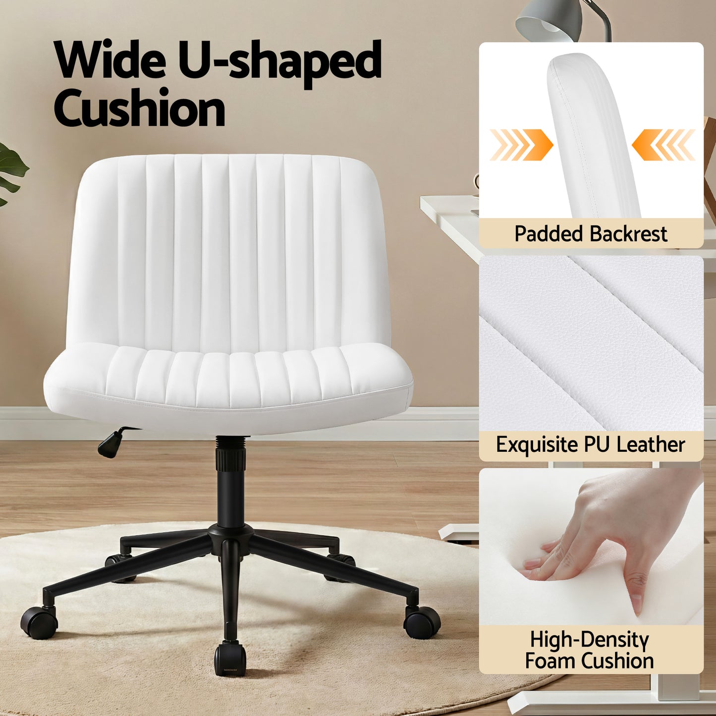 Cosmo Armless Office Chair – White