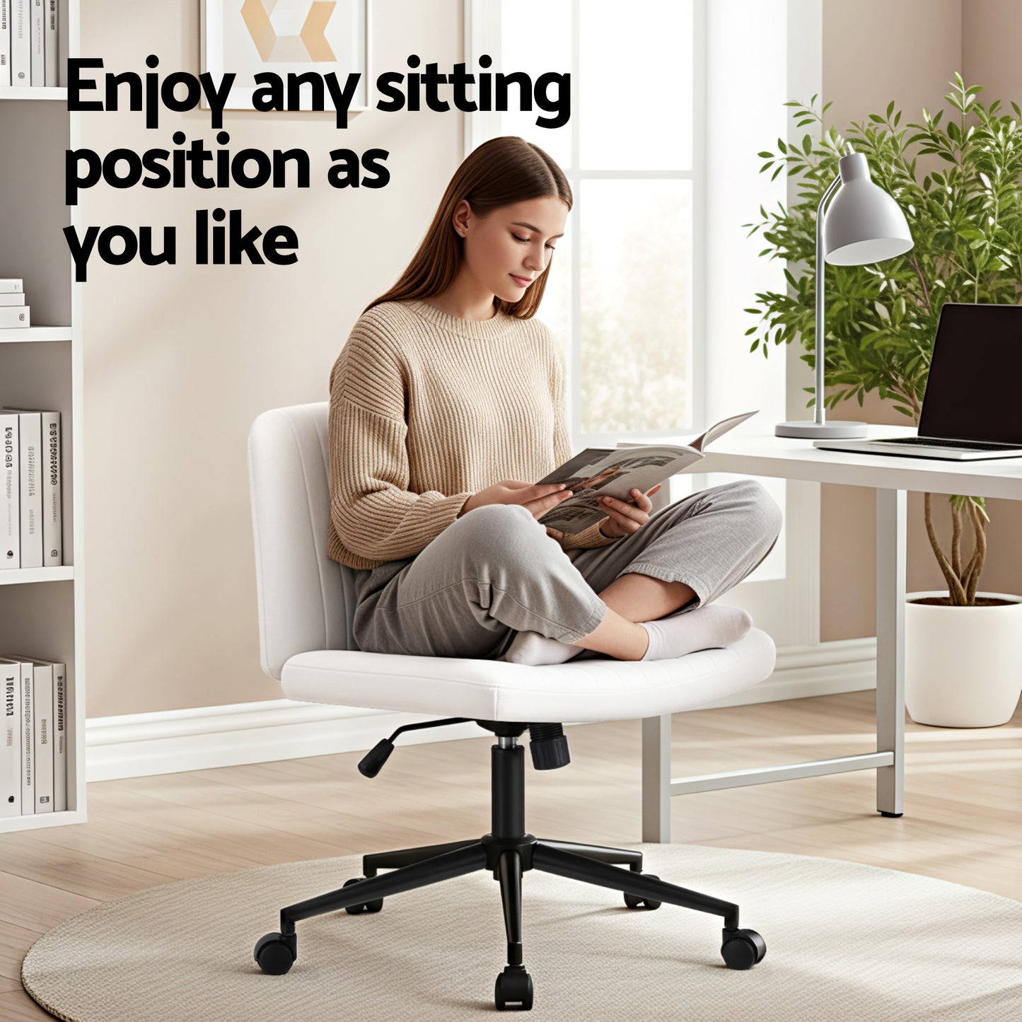 Cosmo Armless Office Chair – White
