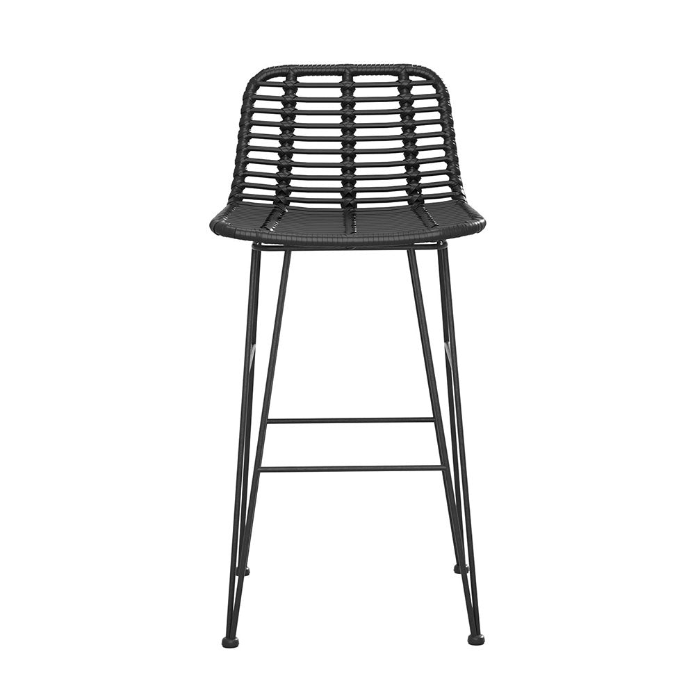 Urban Wicker Bar Stool - Set of Two - Black