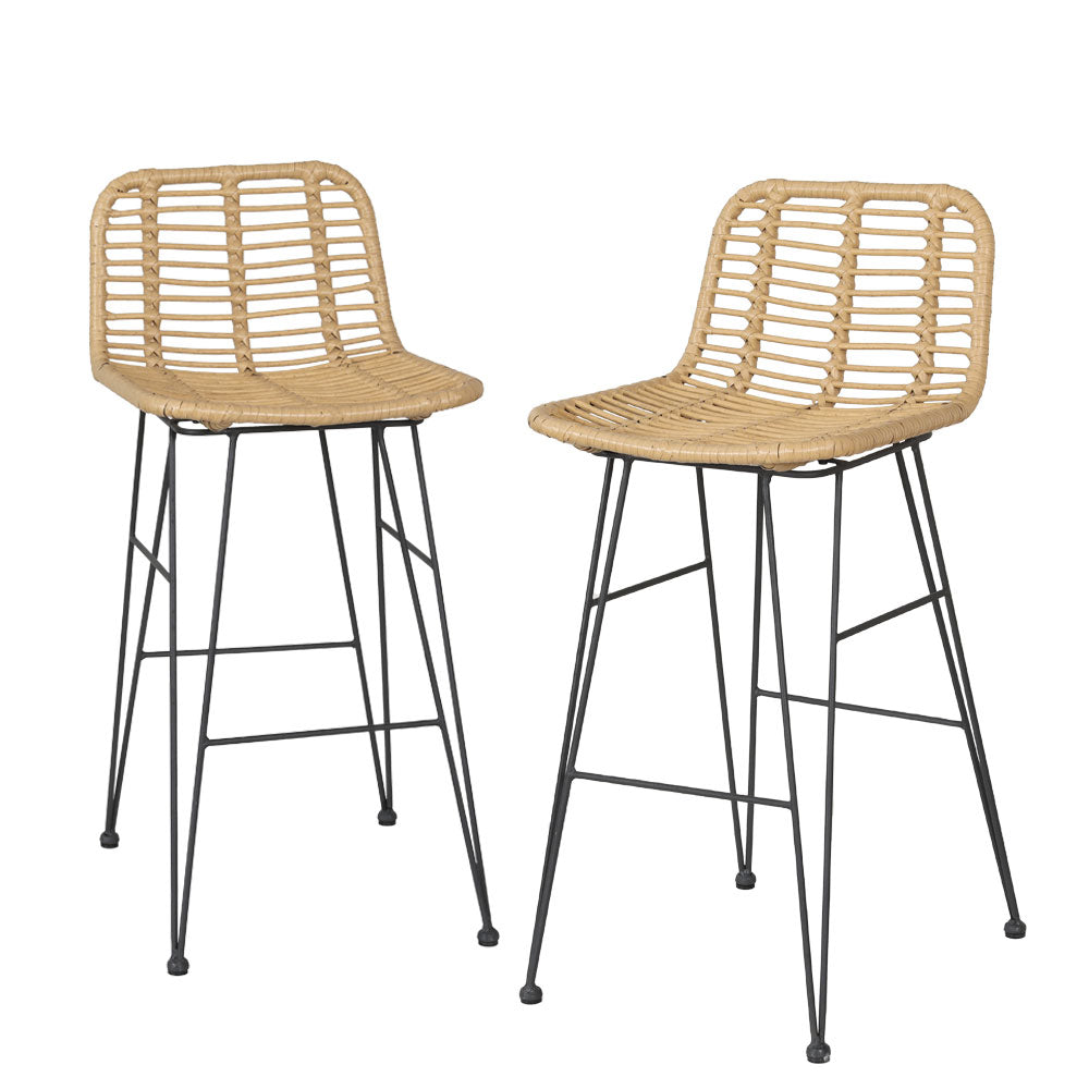 Urban Wicker Bar Stool - Set of Two - Natural