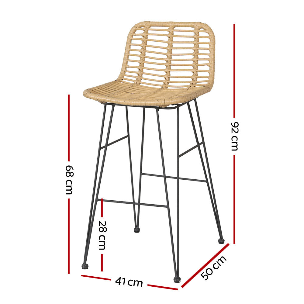 UBAN OUTDOOR WICKER BAR STOOL - SET OF 2