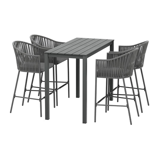 Saffire 5-Piece Outdoor Bar Set Dining Table Rope Chair Patio Bistro Set