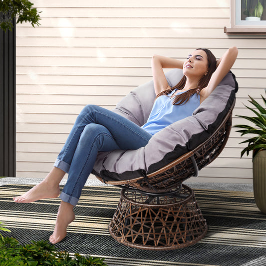 Papasan Chair Wicker Patio Garden - Brown