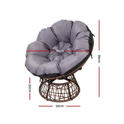 Papasan Chair Wicker Patio Garden - Brown