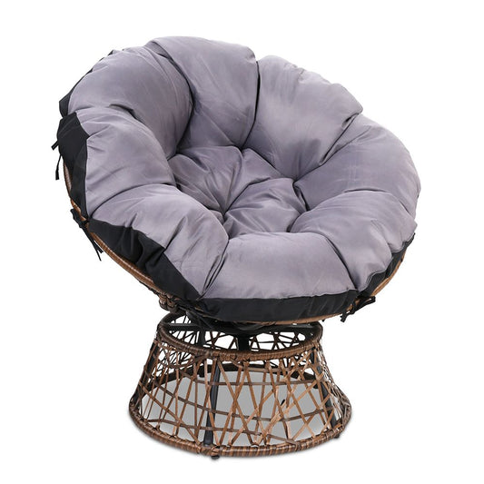 Papasan Chair Wicker Patio Garden - Brown