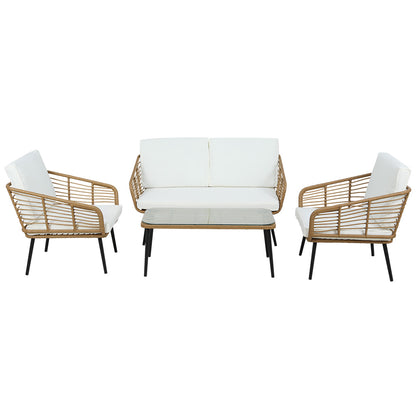 Echo Collection 4-Piece Outdoor Sofa Set Rattan Lounge Setting Table Chairs