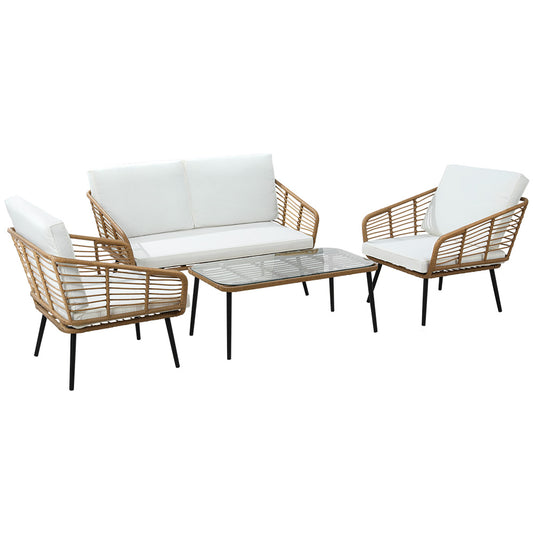 Echo Collection 4-Piece Outdoor Sofa Set Rattan Lounge Setting Table Chairs