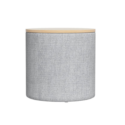 Pillar Storage Ottoman Blanket Box 40cm Linen Round - Grey