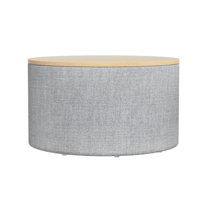Pillar Storage Ottoman Blanket Box 60cm Linen Round - Grey
