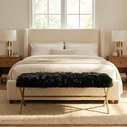 Oxley Fur Bench - Black