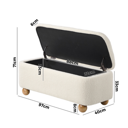 Orion Storage Bench Ottoman - Off White