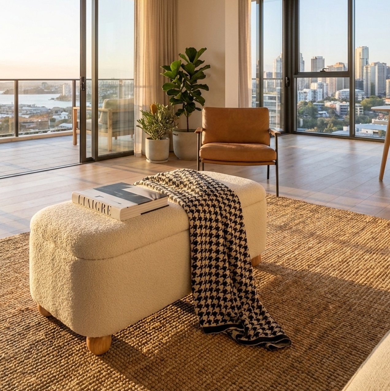 Orion Storage Bench Ottoman - Off White