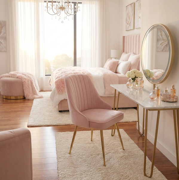The Blush Vanity Chair - Pink | Stunning Pink Chair by Interior Ave