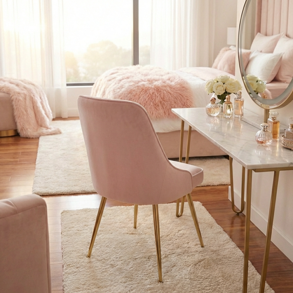 The Blush Vanity Chair - Pink | Stunning Pink Chair by Interior Ave