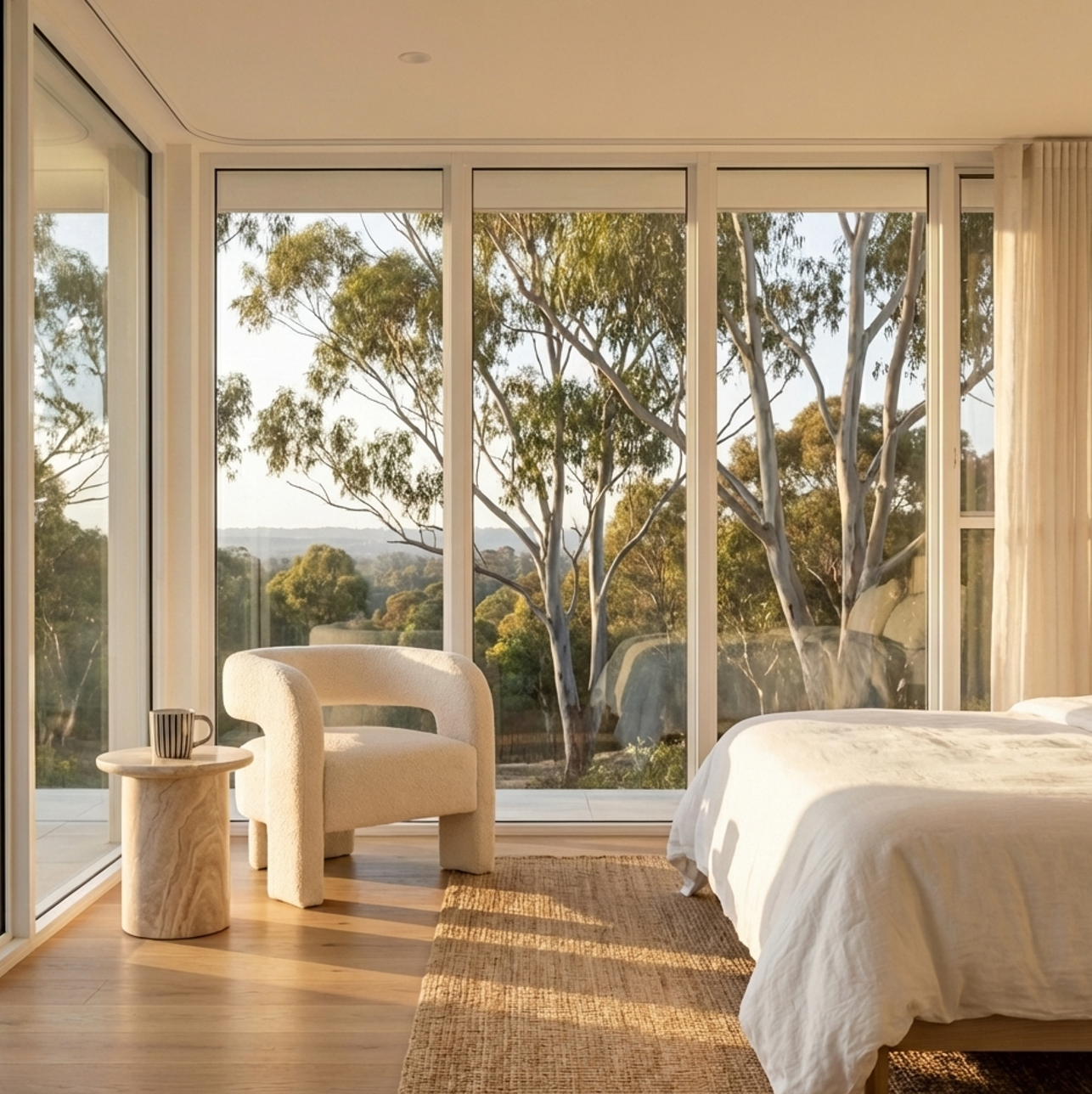 Portia Boucle Arm Chair - Off White | Modern Chair by Interior Ave