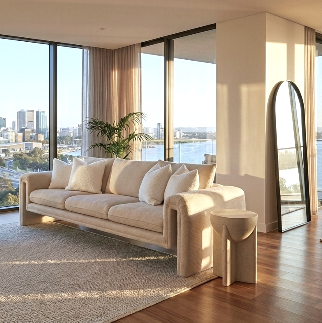 Peru 3 Seater Tweed Sofa - Natural