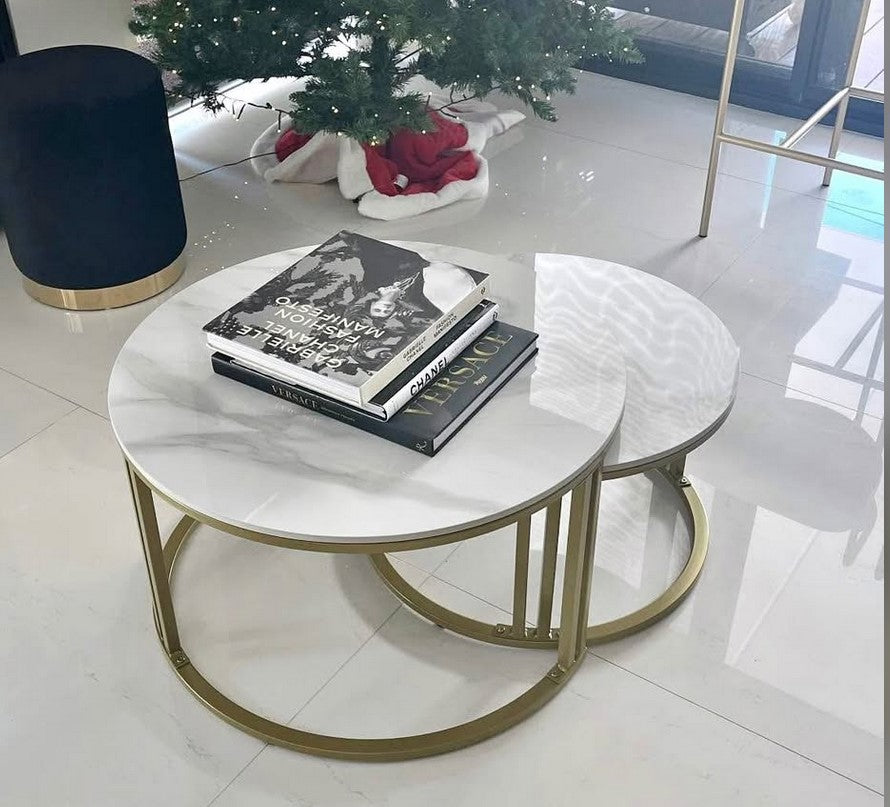 Gold Nested Coffee Table Set