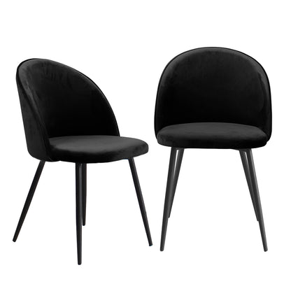 Que Velvet Dining Chairs - Black - Set of Two