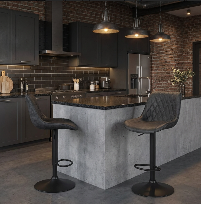 Rex Vintage Bar Stool - Black - Set of Two – modern bar stool by Interior Ave