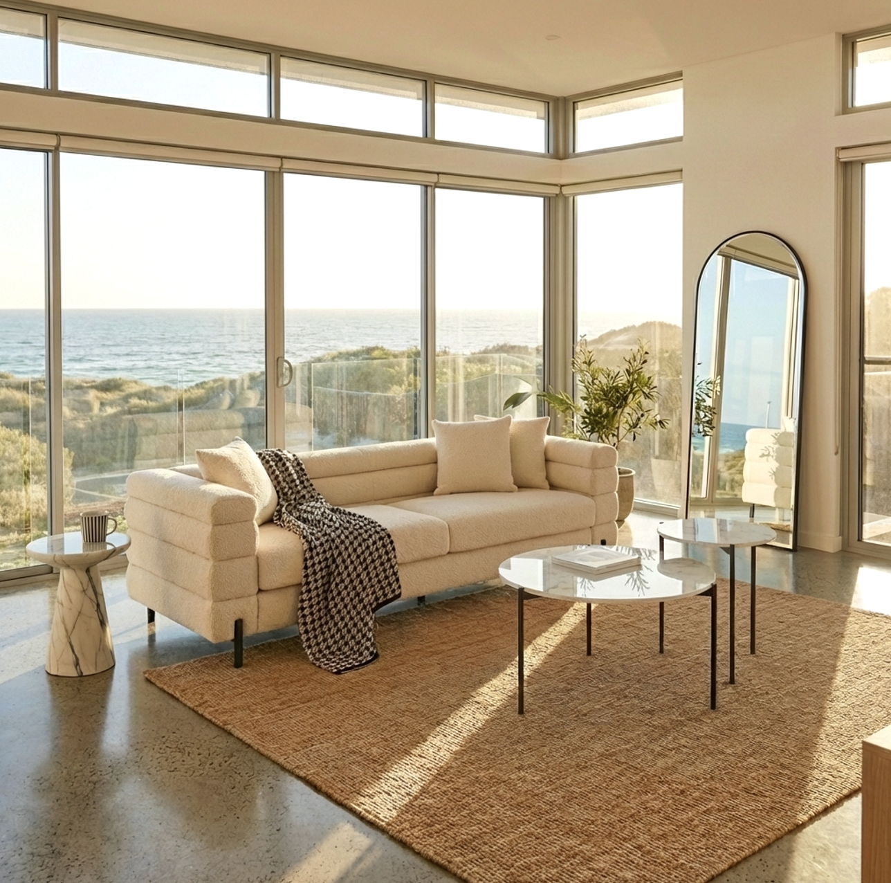 Scarlett 3-Seater Bouclé Sofa – White