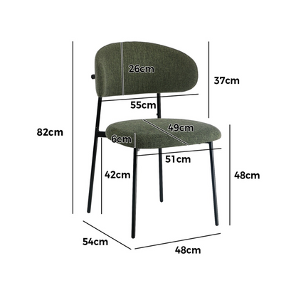 Seraphina Fabric Dining Chair - Olive Green - Set of Two