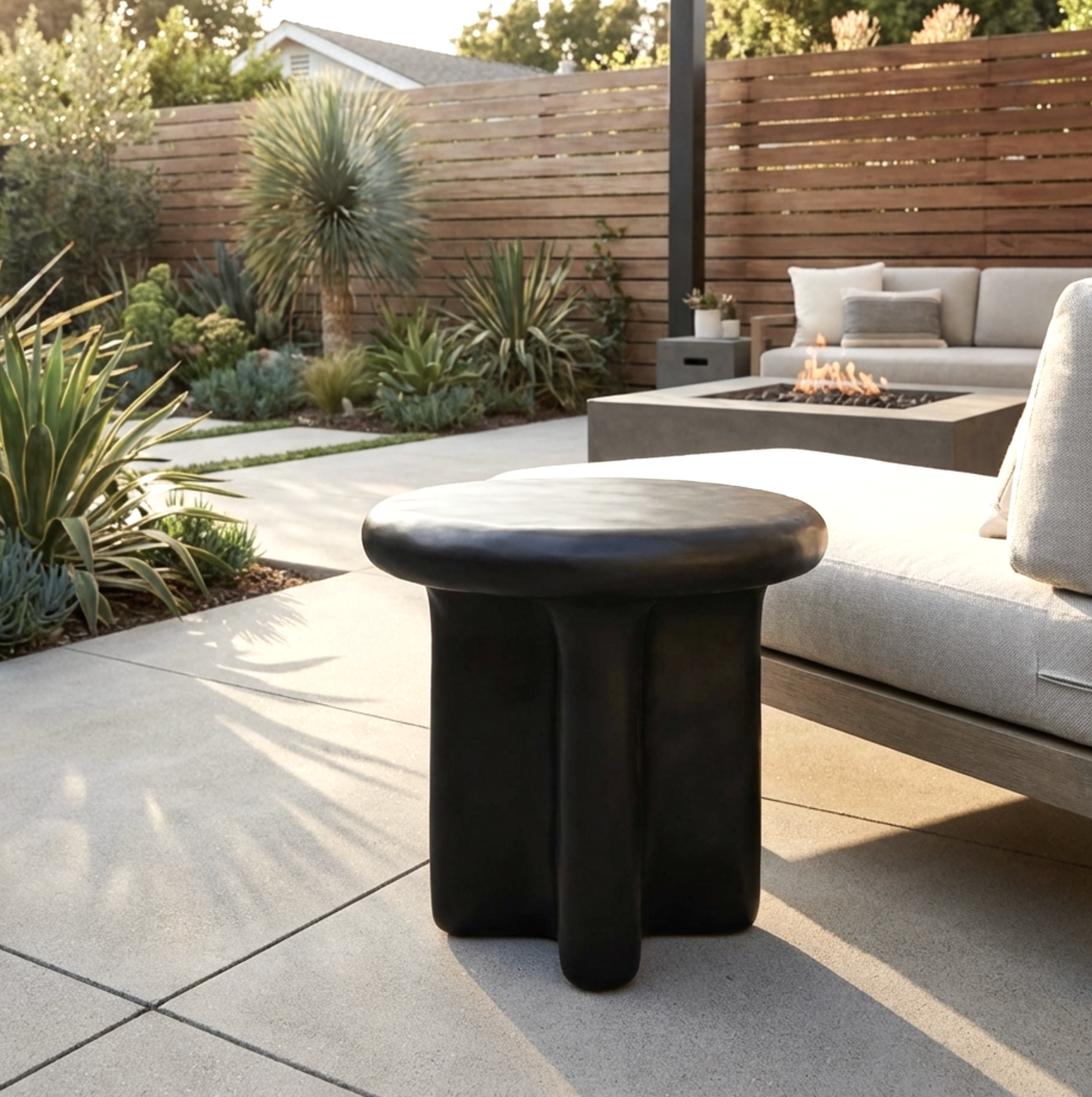 Santorini Black Stone Side Table