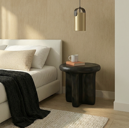Santorini Black Stone Side Table