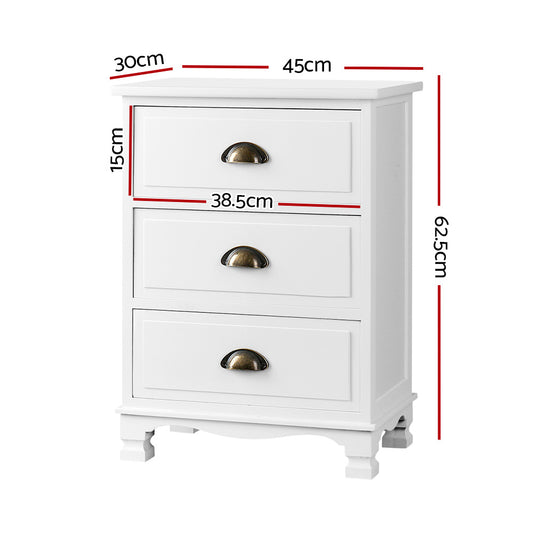 Freya Vintage Bedside Table - White