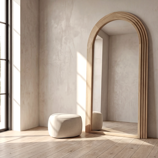 Sierra Arched Step Mirror – Signature Sculptural Natural Wood Statement Piece