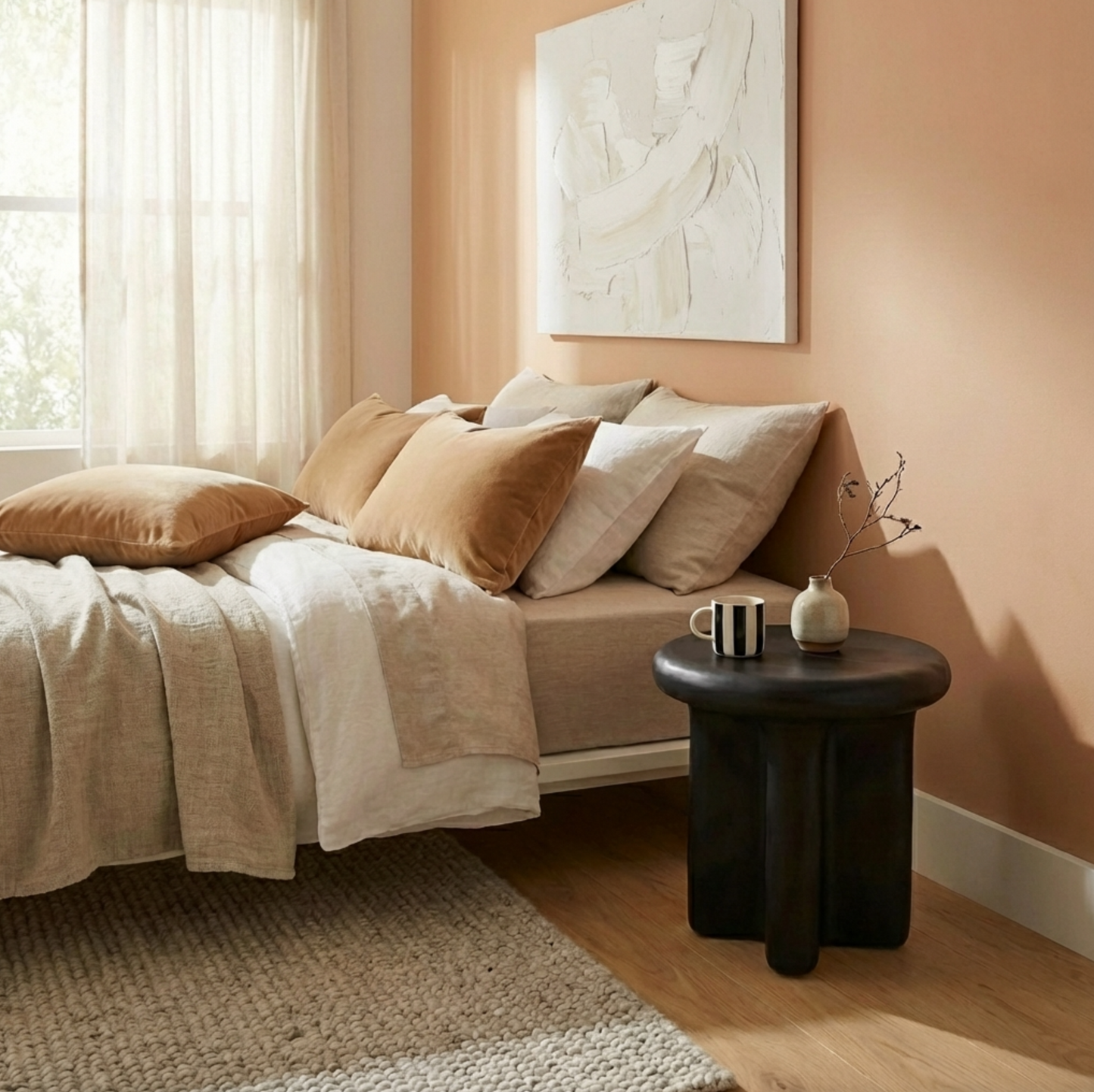 Santorini Black Stone Side Table