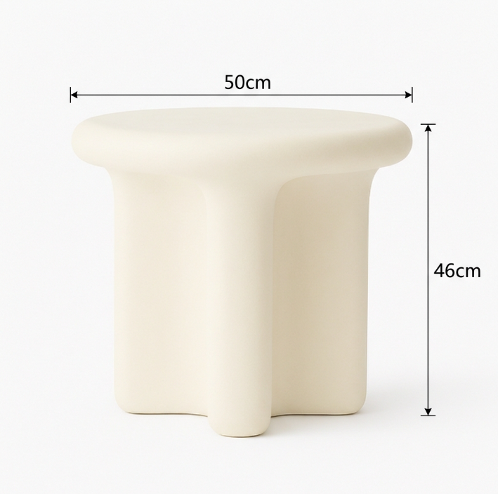 Santorini Stone Side Table- Off White