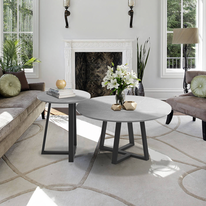 Nested Two Tier Marble Stone Coffee Table