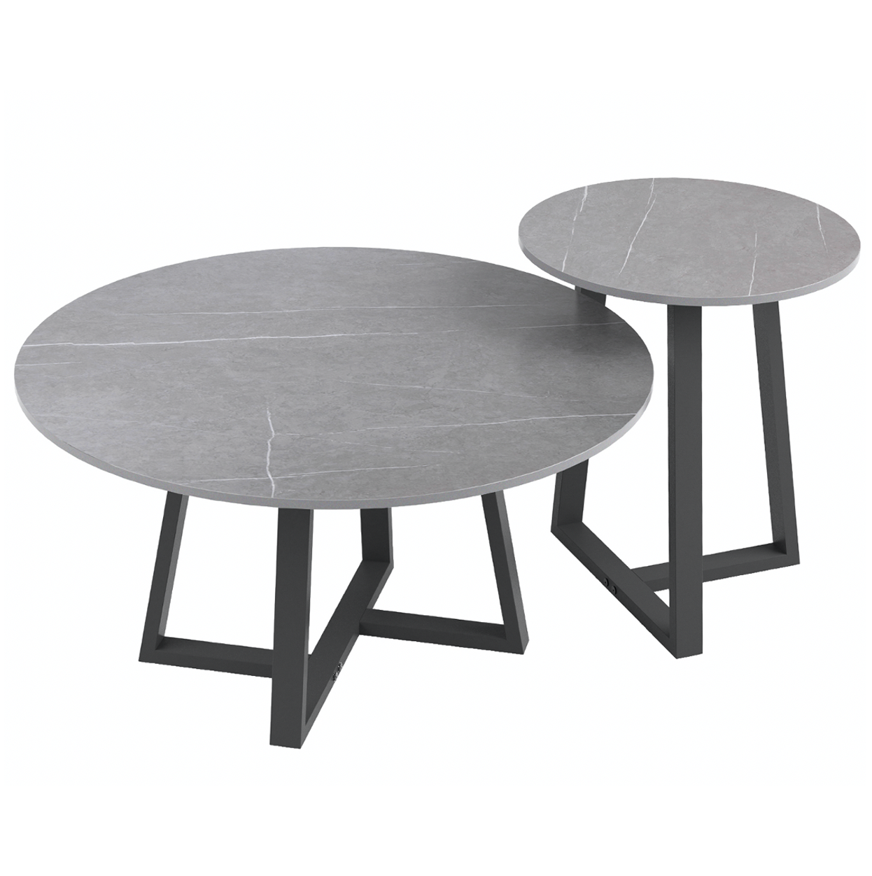 BROADWAY TWO TIER COFFEE TABLE SET - GREY STONE