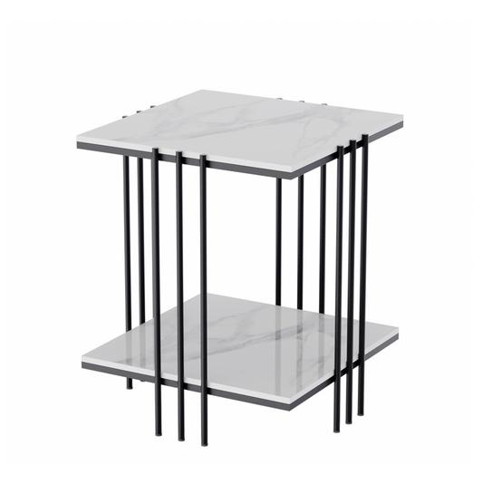 MILANO TWO TIER STONE SIDE TABLE
