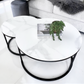 EXECUTIVE NESTED COFFEE TABLE - WHITE MARBLE STONE