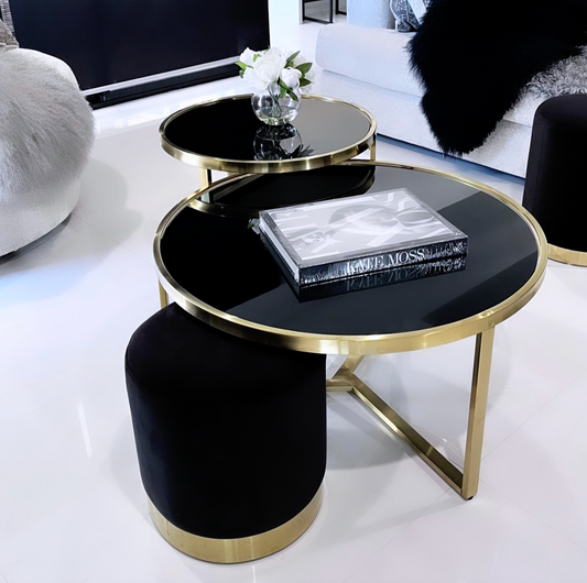 Brushed Gold Coffee Table Set