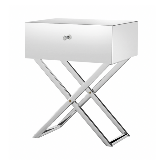 CRISS CROSS MIRRORED BEDSIDE TABLE
