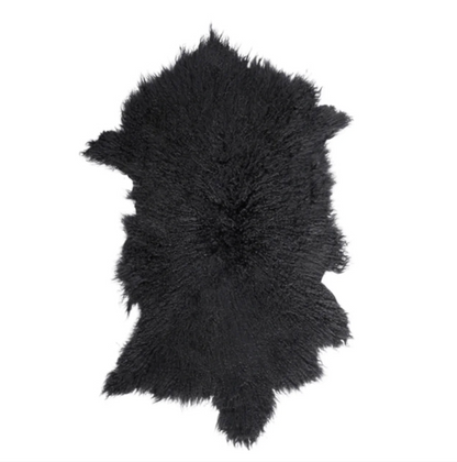 Mongolian Sheepskin Fur / Throw - Black 90cm – premium furniture by Interior Ave