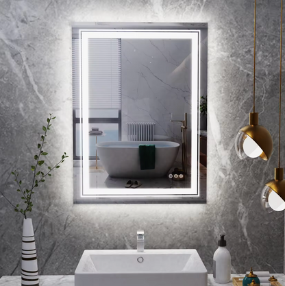 60 x 80cm Rectangle Frameless LED Bathroom Mirror – LED illuminated bathroom mirror by Interior Ave
