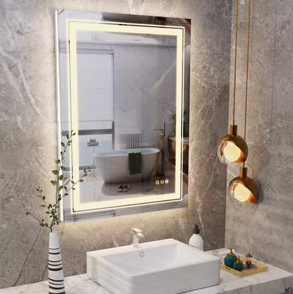 60 x 80cm Rectangle Frameless LED Bathroom Mirror – LED illuminated bathroom mirror by Interior Ave