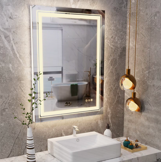 60CM X 80CM RECTANGLE FRAMELESS LED BATHROOM MIRROR