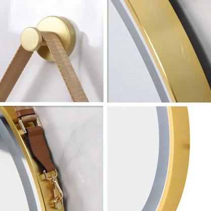 80cm Round Gold Hanging LED Bathroom Mirror – LED illuminated bathroom mirror by Interior Ave