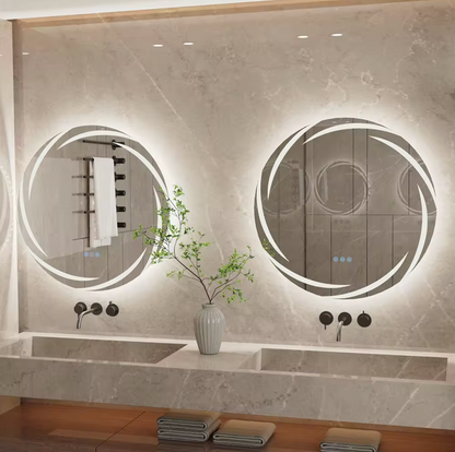 80cm Round Halo LED Bathroom Mirror – LED illuminated bathroom mirror by Interior Ave