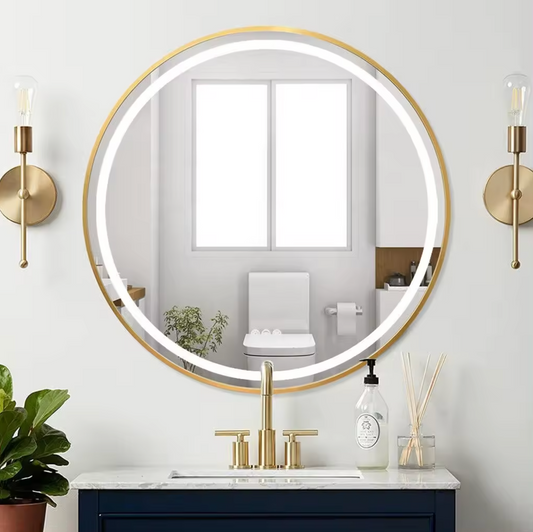 Round Gold LED Bathroom Salon Mirror - 60cm