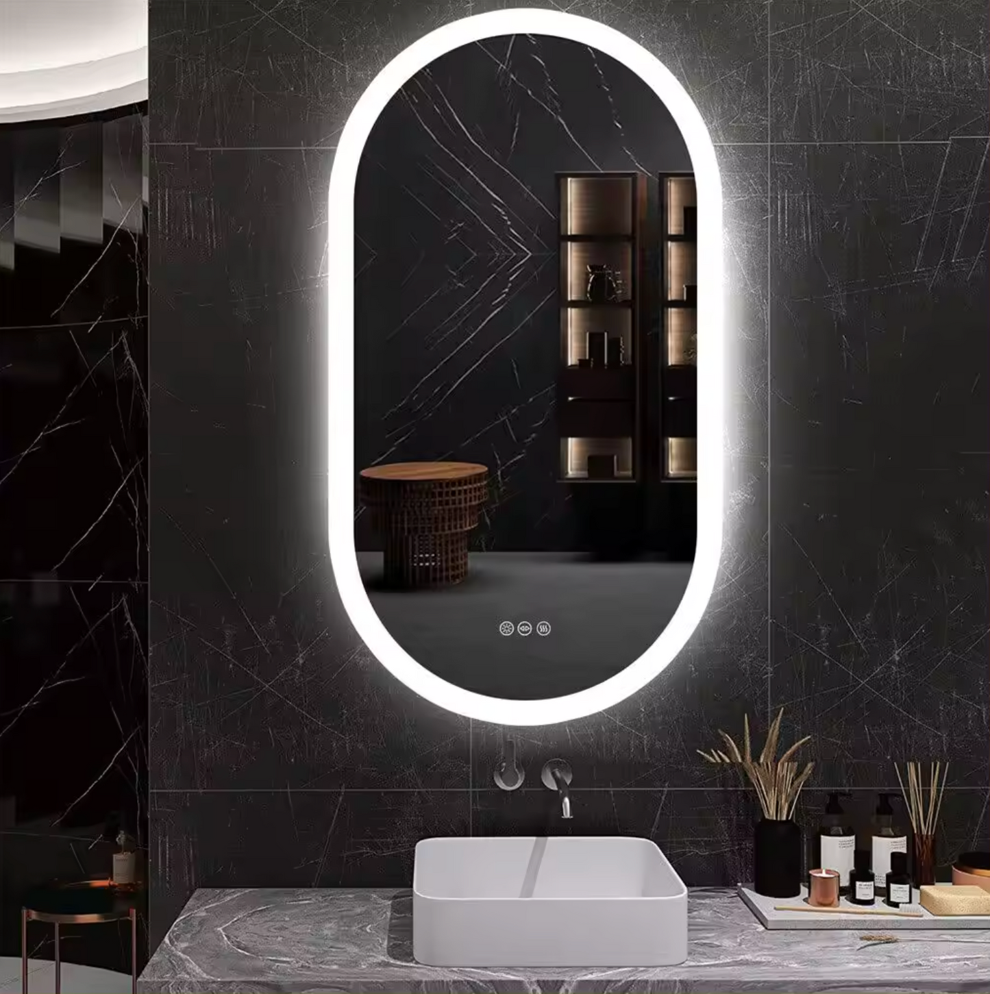 50CM X 80CM OVAL FRAMELESS LED BATHROOM MIRROR