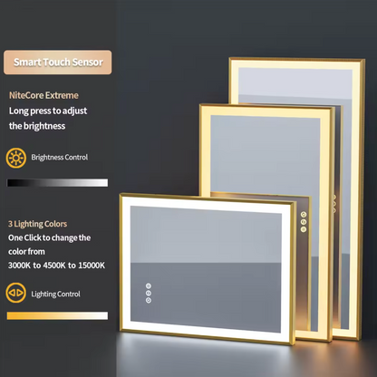 120 x 60cm Rectangle Gold Framed LED Bathroom Mirror – LED illuminated bathroom mirror by Interior Ave