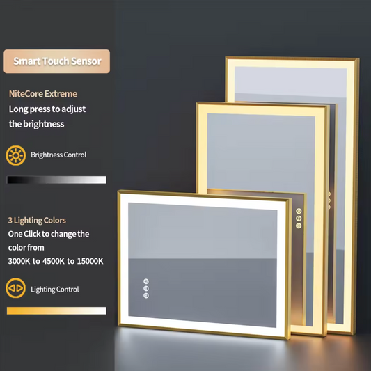 120CM X 60CM RECTANGLE GOLD FRAMED LED MIRROR