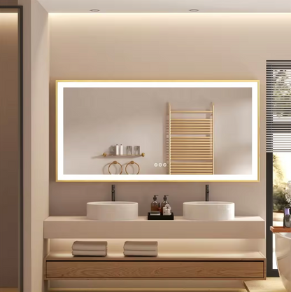 120 x 60cm Rectangle Gold Framed LED Bathroom Mirror – LED illuminated bathroom mirror by Interior Ave